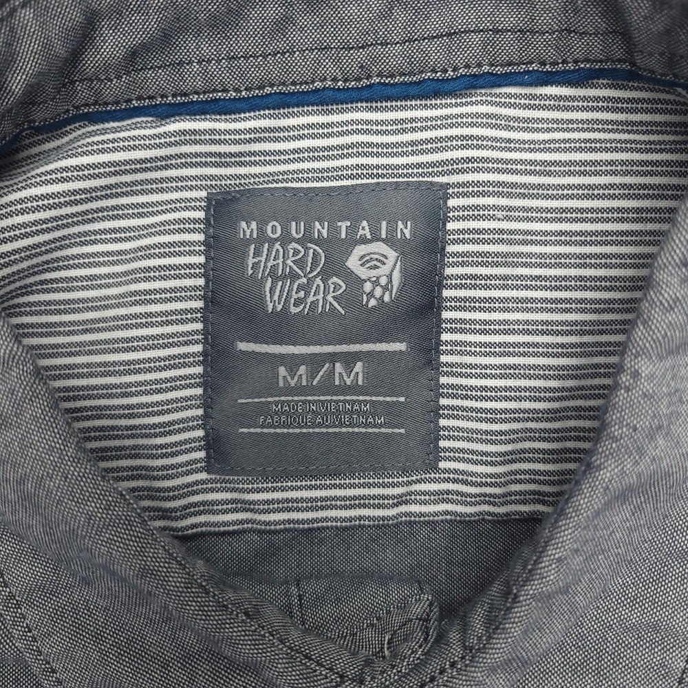 Mountain Hardwear Shirt Mens M Gray Chambray Short Sleeve Button‎ Up Casual Top - Picture 3 of 9